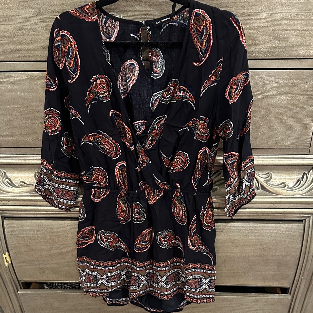 Black Paisley Women's Romper Shorts